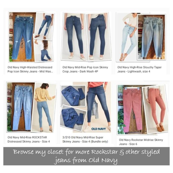 Old Navy Mid-Rise ROCKSTAR Distressed Skinny Jeans - Darkwash, Size 4 - Picture 13 of 15